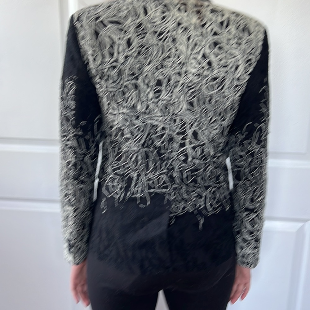 Sample Unique Threaded Black White Wool Blend Bla… - image 5